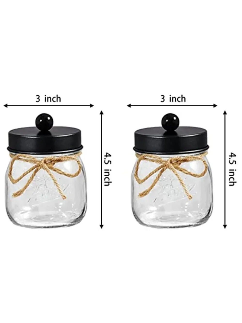 Qtip Holder Glass Bathroom Organizer Cotton Ball Swab Storage Jar Set